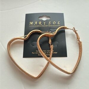 Gold Heart Hoop Earrings With Details on the Edges
